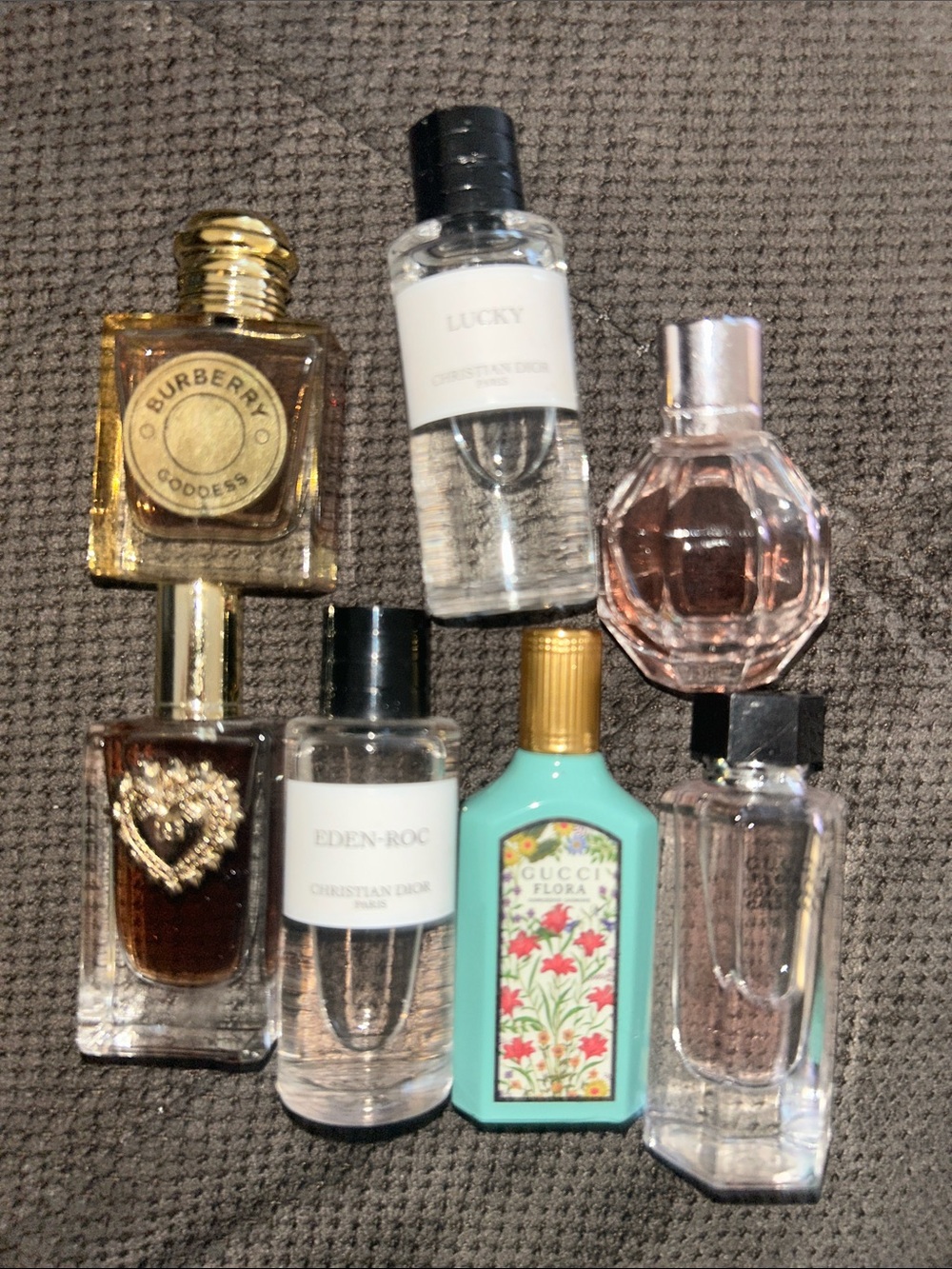 Mini Perfume Bottle Lot with Burberry & Gucci Accents - Mixed Colors